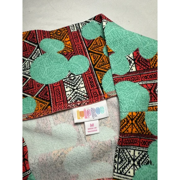 Women's LuLaRoe Disney Red Teal Mickey Tribal Print Pencil Skirt M NWT - Picture 5 of 6